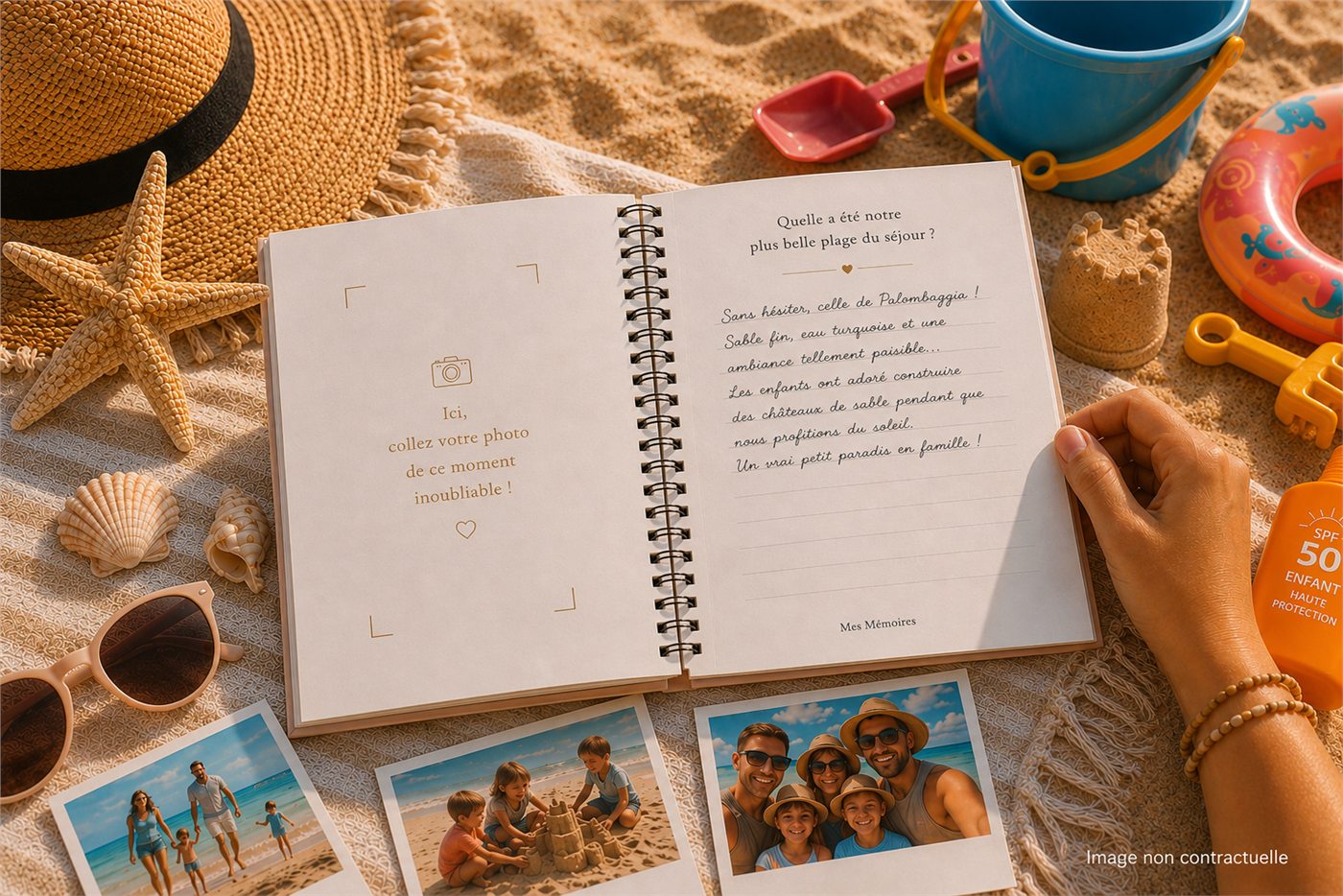 Mes Mémoires de Vacances Soleil et Mer, intérieur version spirale ouvert à plat